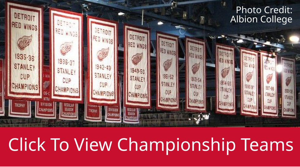 Image of the Detroit Red Wings' Stanley Cup banners